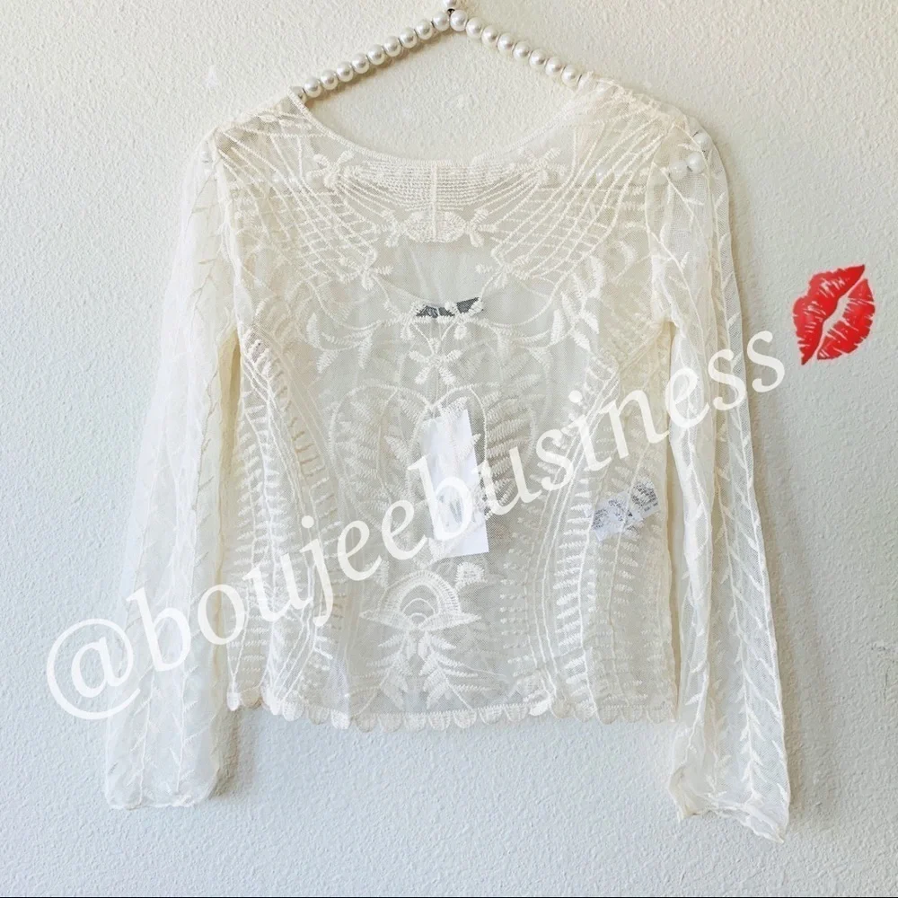 ZARA Semi-Sheer Embroidered Top